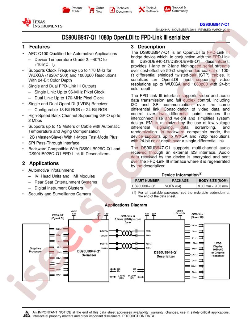 DS90UB947-Q1 Datasheet