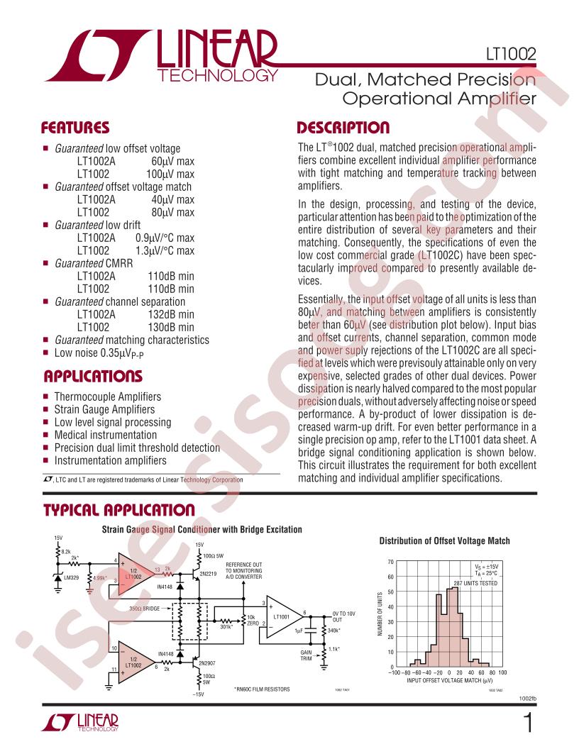 LT1002 Datasheet