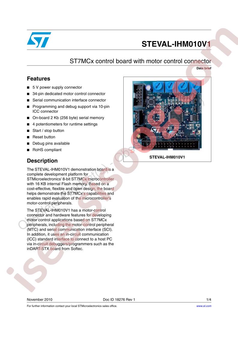 STEVAL-IHM010V1 Data Brief