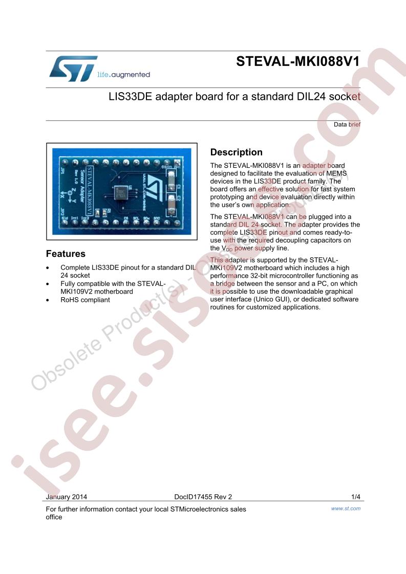 STEVAL-MKI088V1 Data Brief
