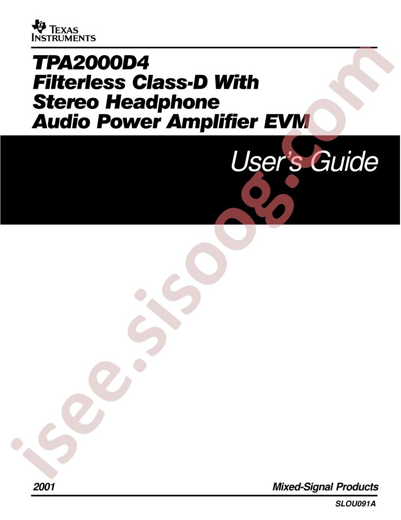 TPA2000D4 EVM Users Guide