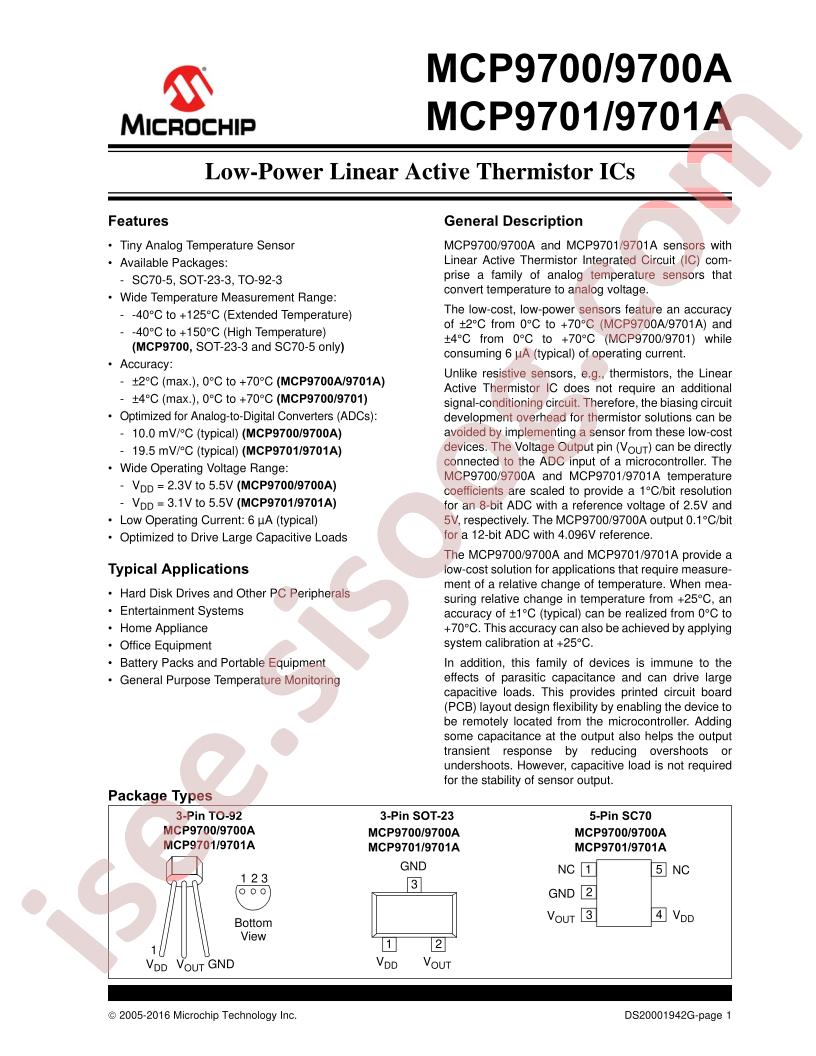 MCP9700-01(A) Datasheet