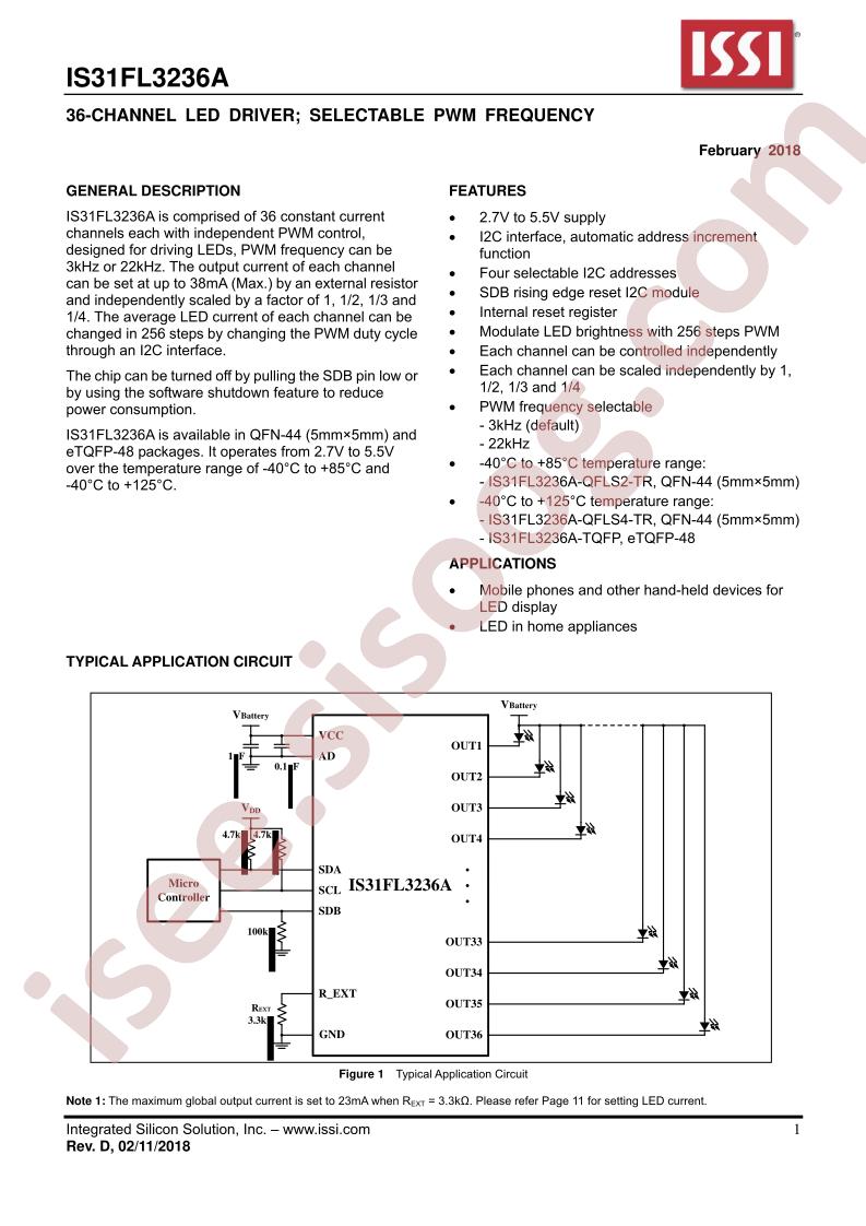 IS31FL3236A Datasheet