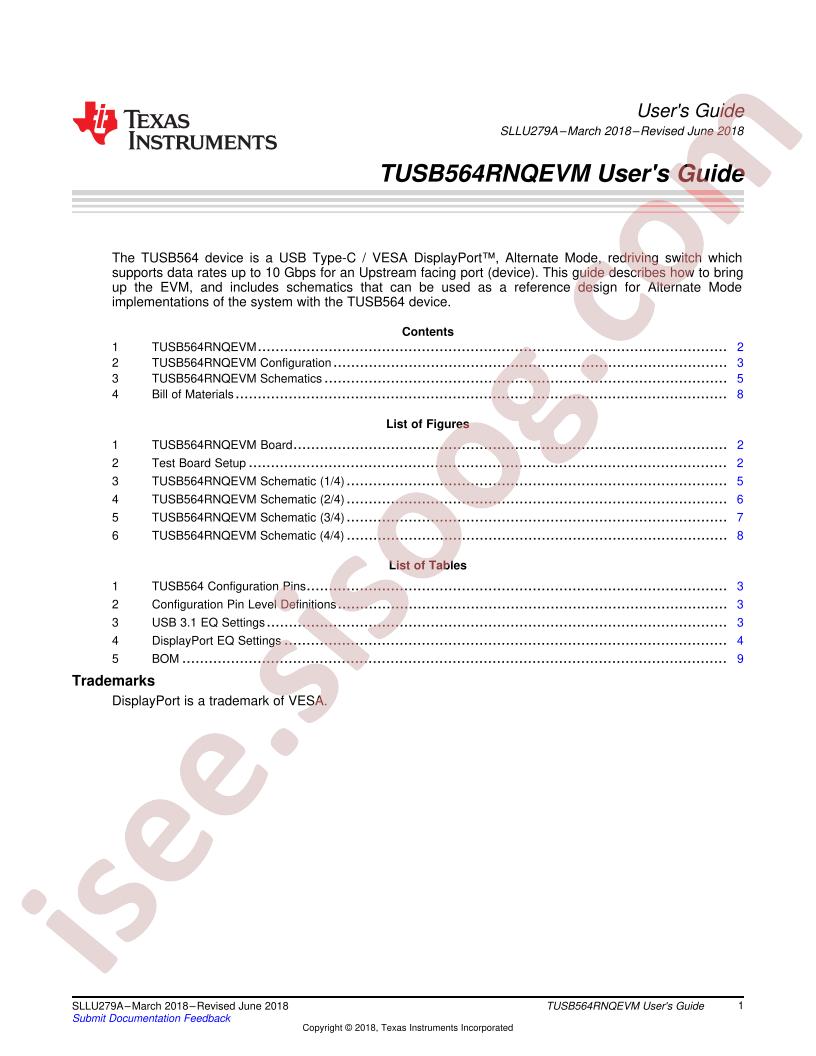 TUSB564RNQEVM User Guide