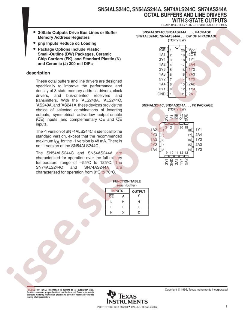 SN54/74ALS244C, SN54/74AS244A