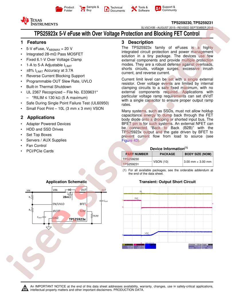 TPS259230, TPS259231 Datasheet