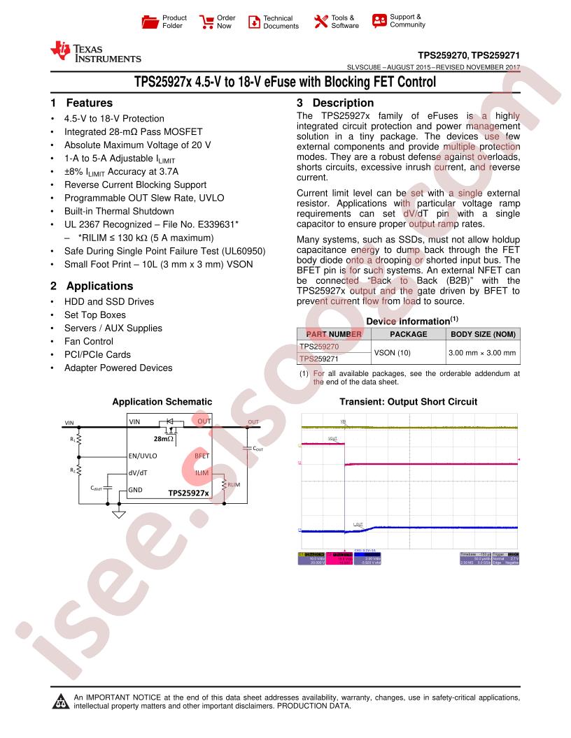 TPS259270, TPS259271 Datasheet