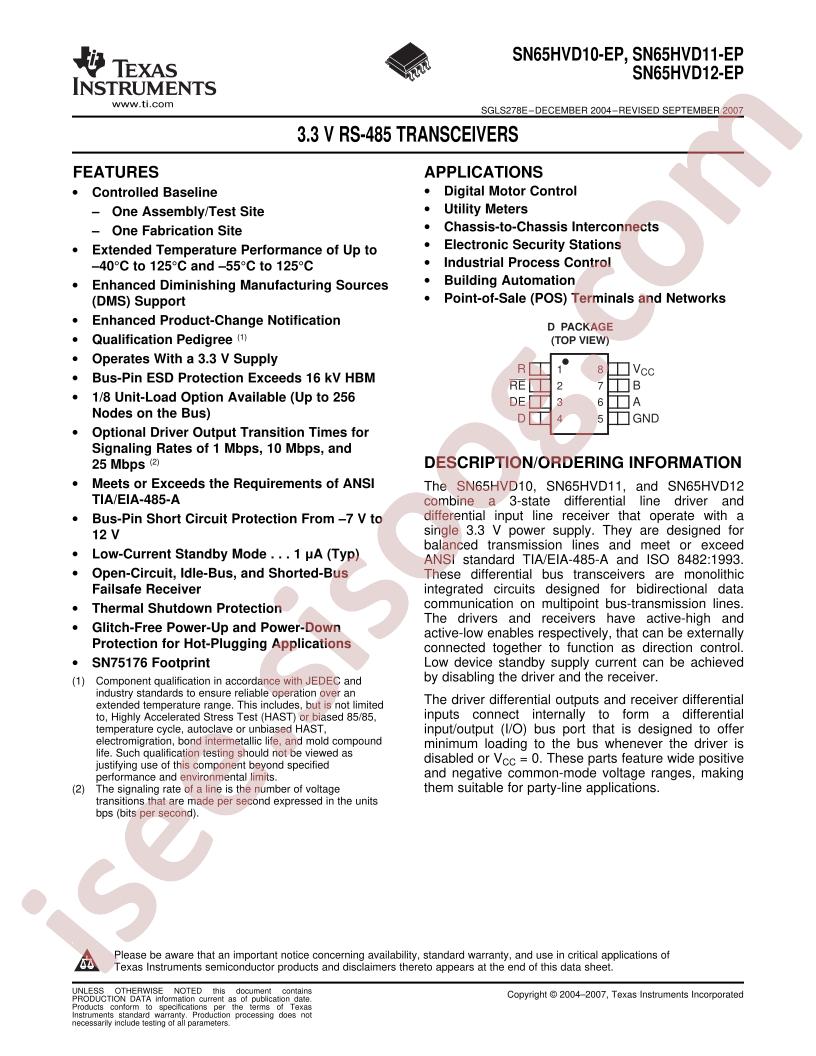 SN65HVD1x-EP