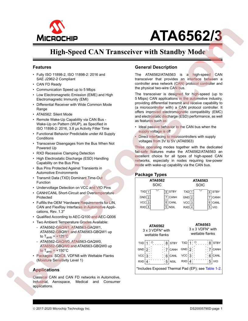 ATA6562, ATA6563 Datasheet