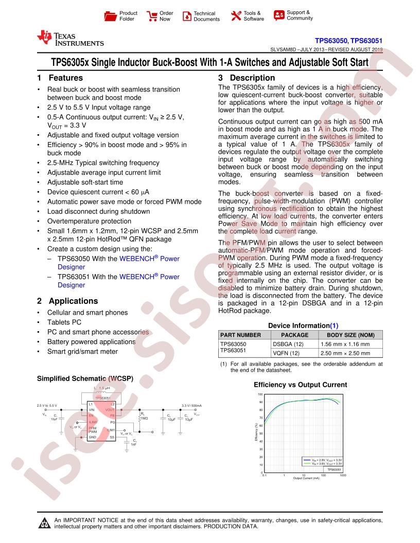TPS63050,TPS63051 Datasheet