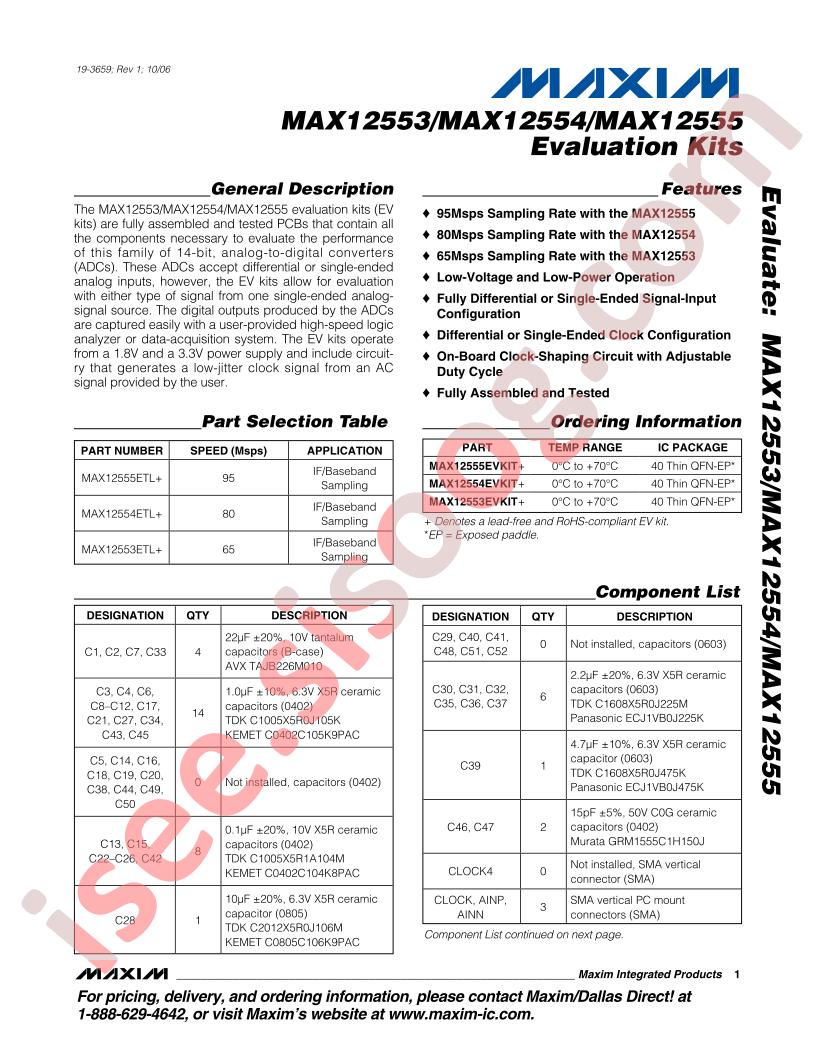 MAX12553-55 Eval Kits