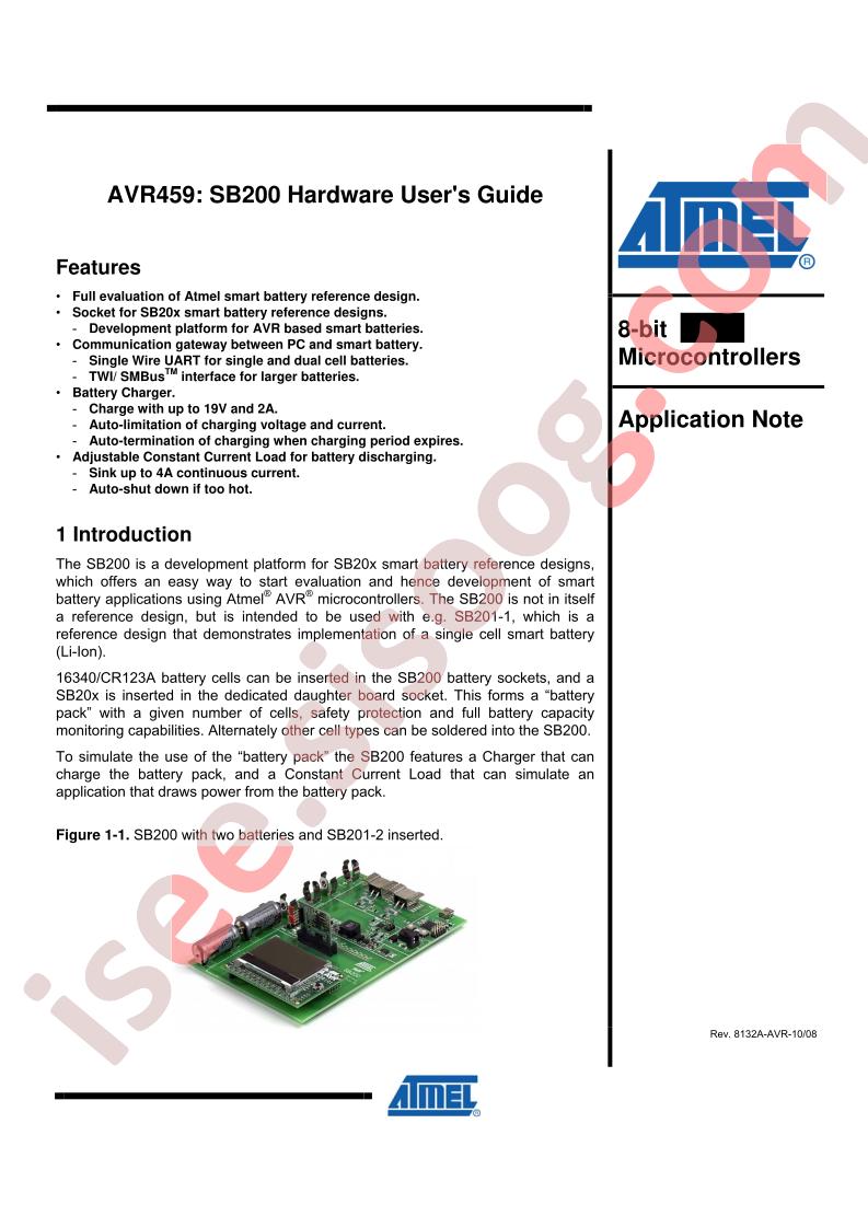 AVR459: SB200 Hardware Guide