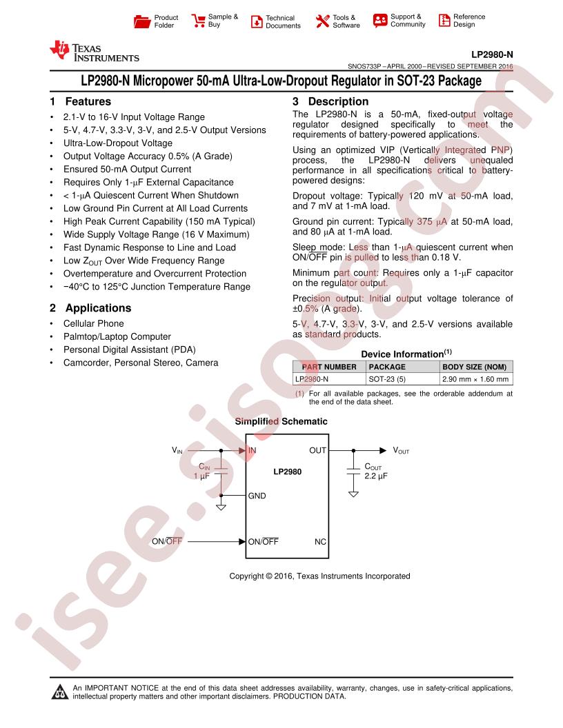 LP2980 Datasheet