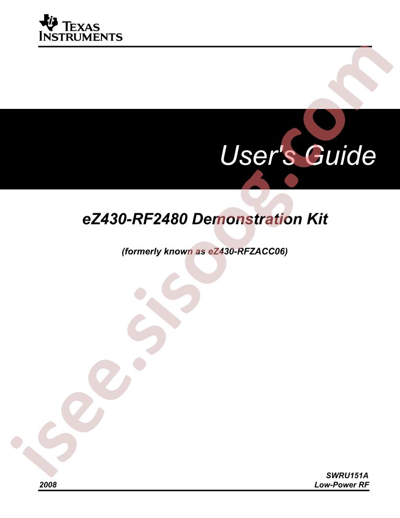 EZ430-RF2480 Demo Kit