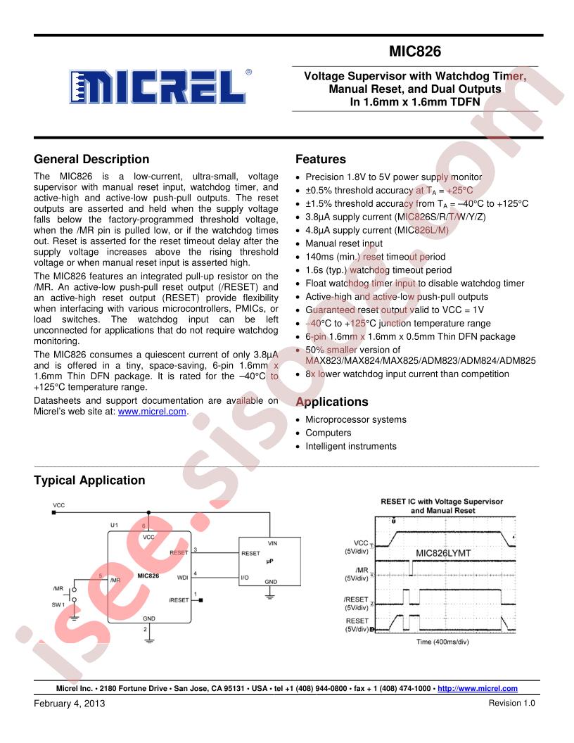 MIC826 Datasheet