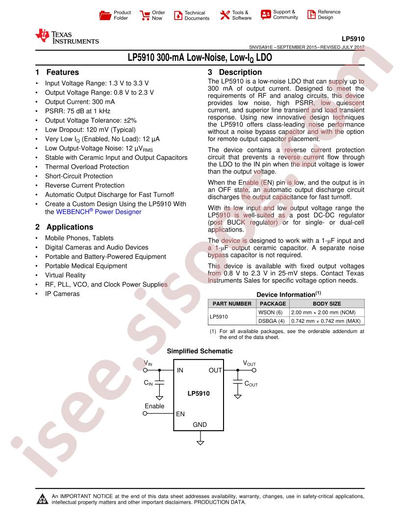 LP5910 Datasheet