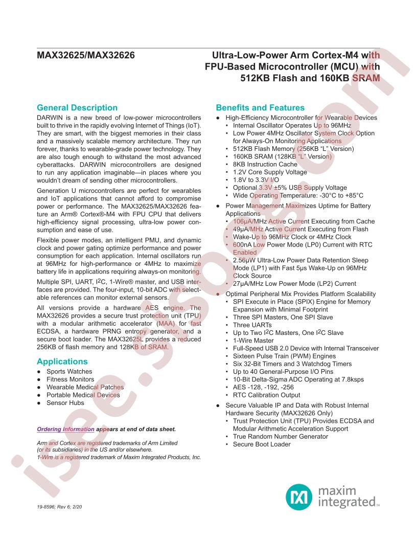 MAX32625-26 Datasheet