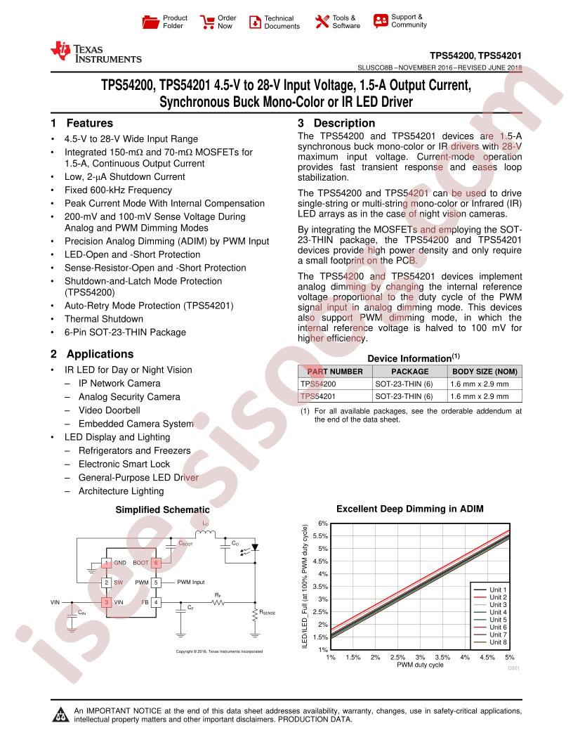 TPS54200, TPS54201 Datasheet