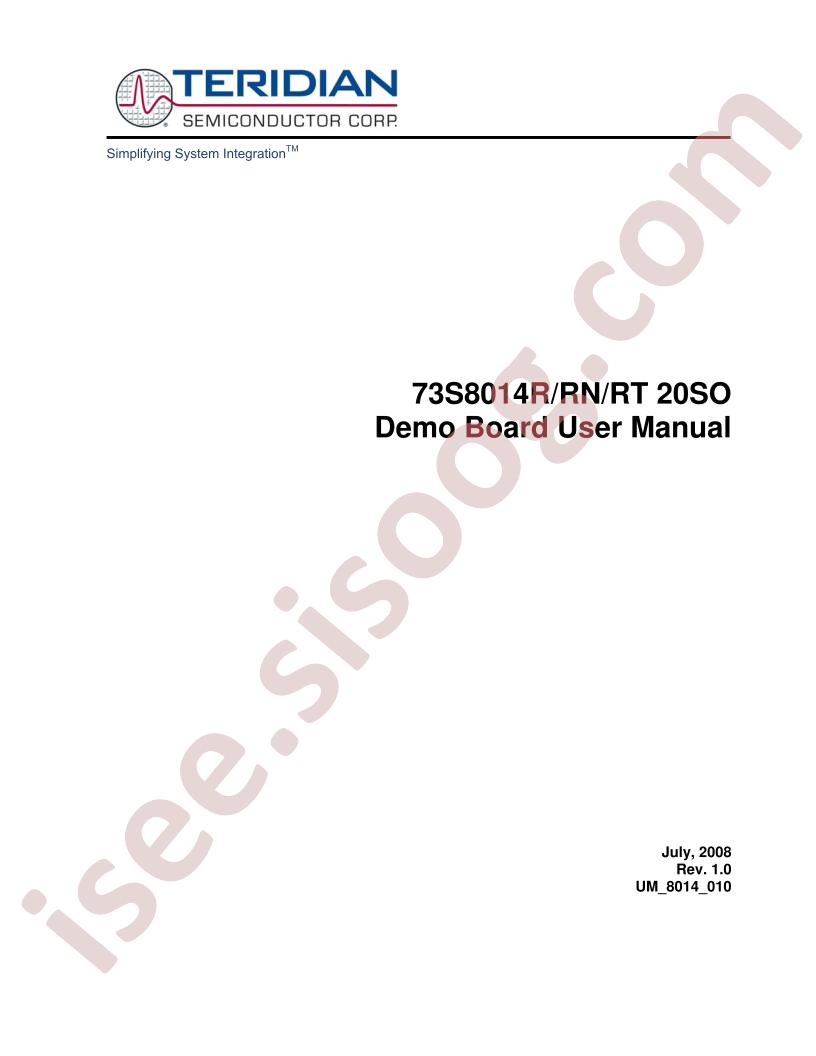 73S8014R(N,T)-DB User Manual