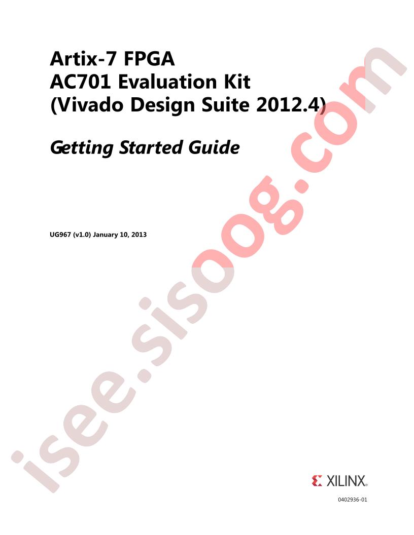 Artix-7 FPGA AC701 Eval Kit Get Started Guide
