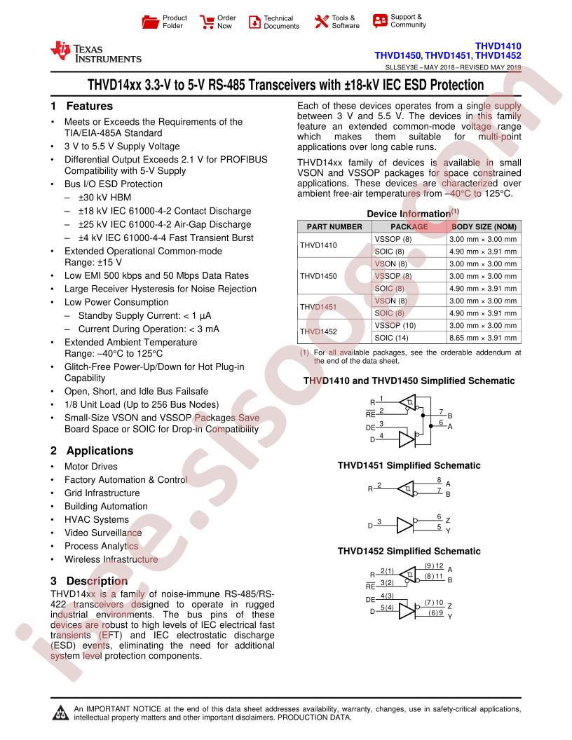 THVD1410, THVD145x Datasheet