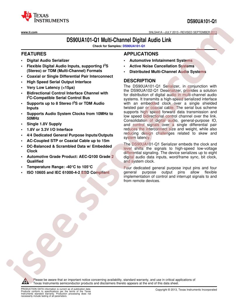 DS90UA101-Q1 Datasheet