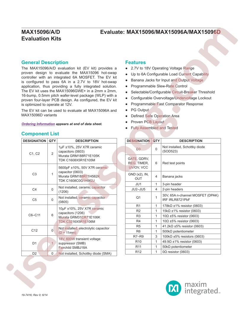 MAX15096/A/D Evaluation Kits