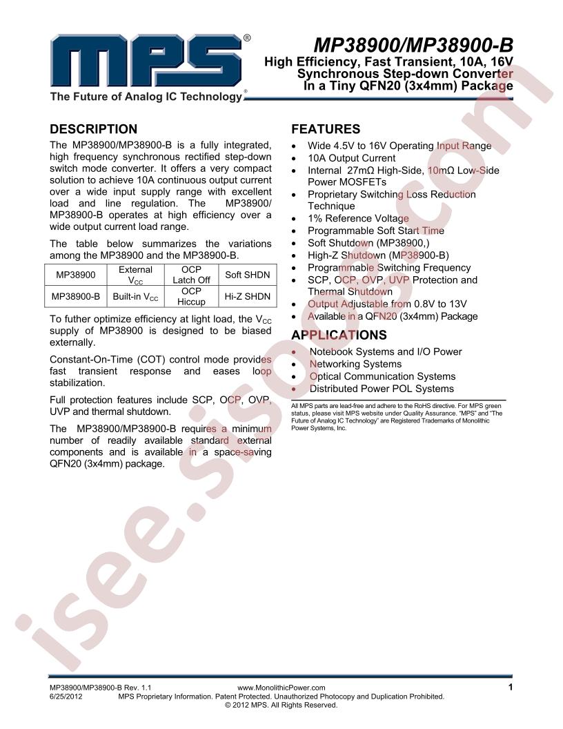 MP38900(-B) Datasheet