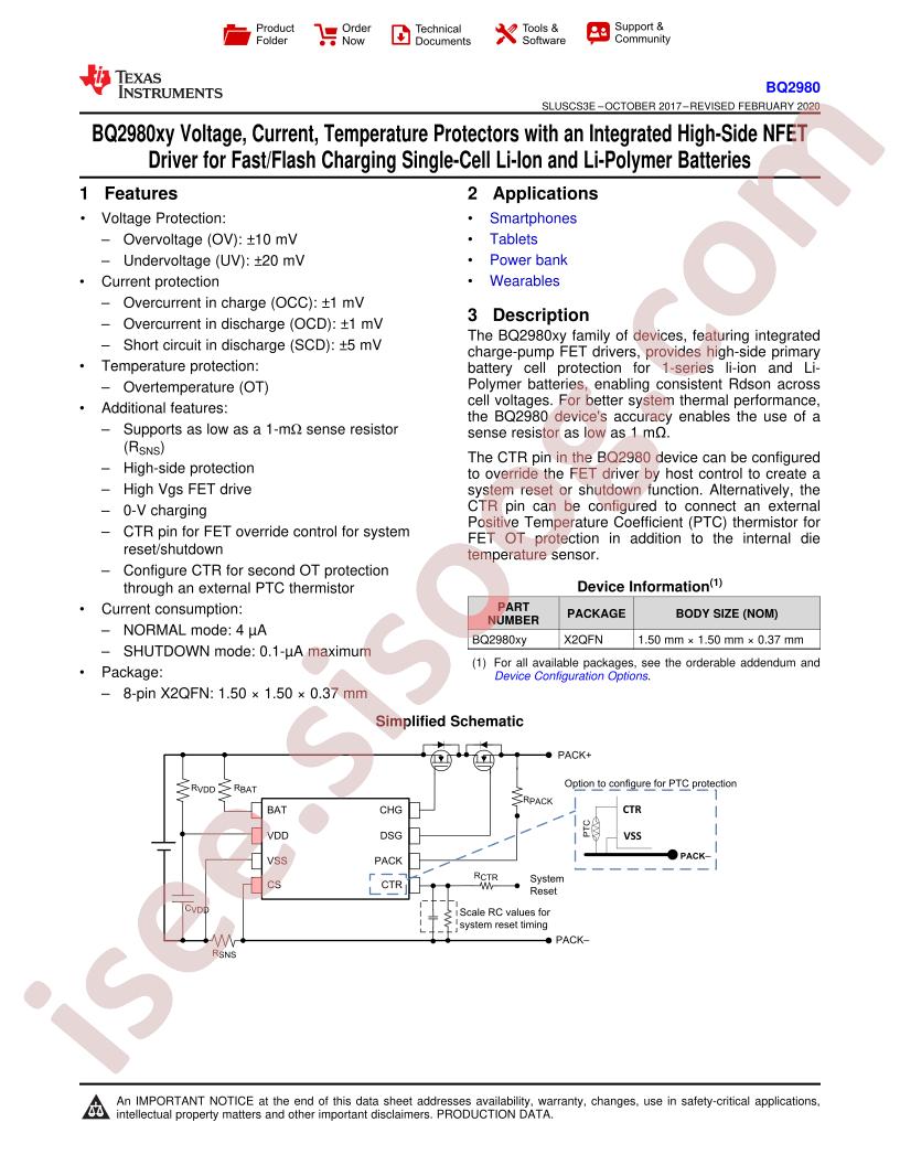 BQ2980 Datasheet
