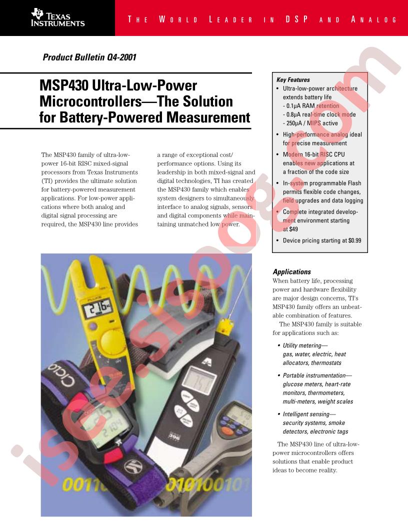 MSP430 Product Bulletin