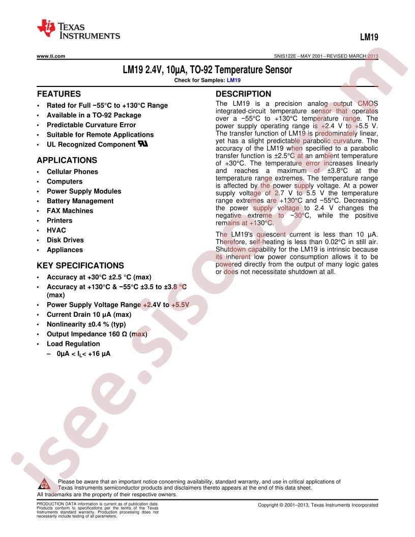 LM19 Datasheet