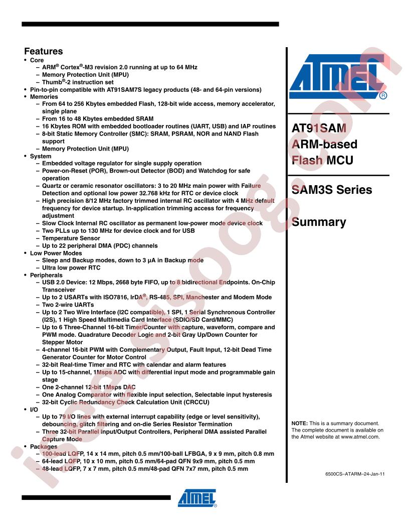 SAM3S Series Summary