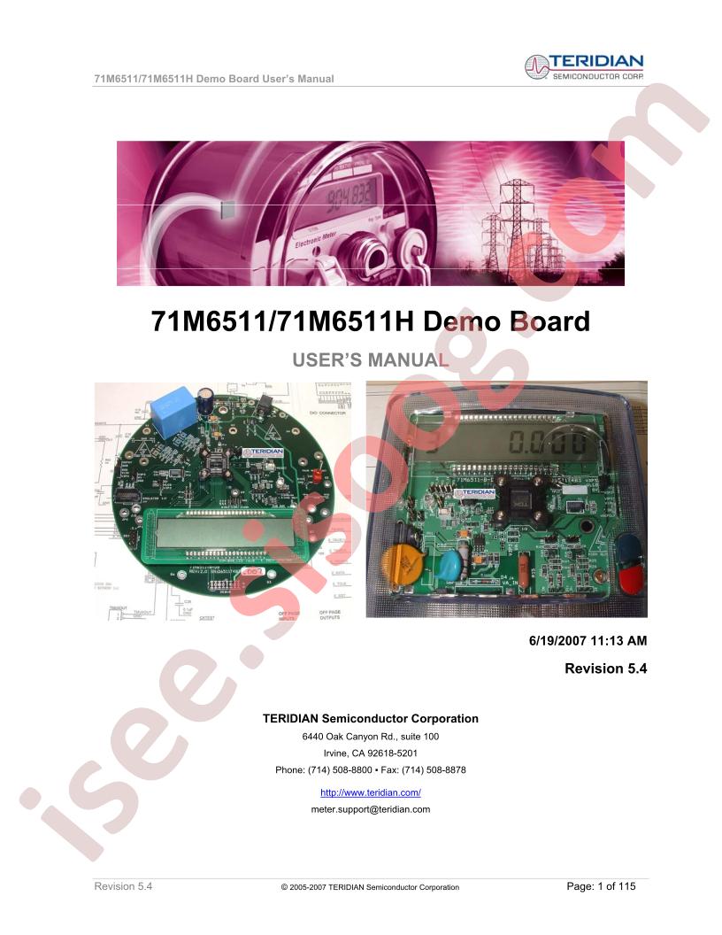 71M6511(H) Demo Board