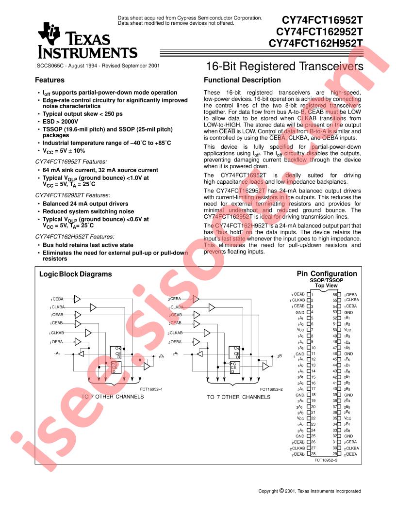 CY74FCT16(2,2H)952T