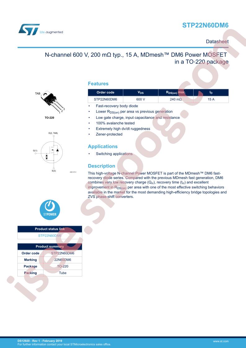 STP22N60DM6