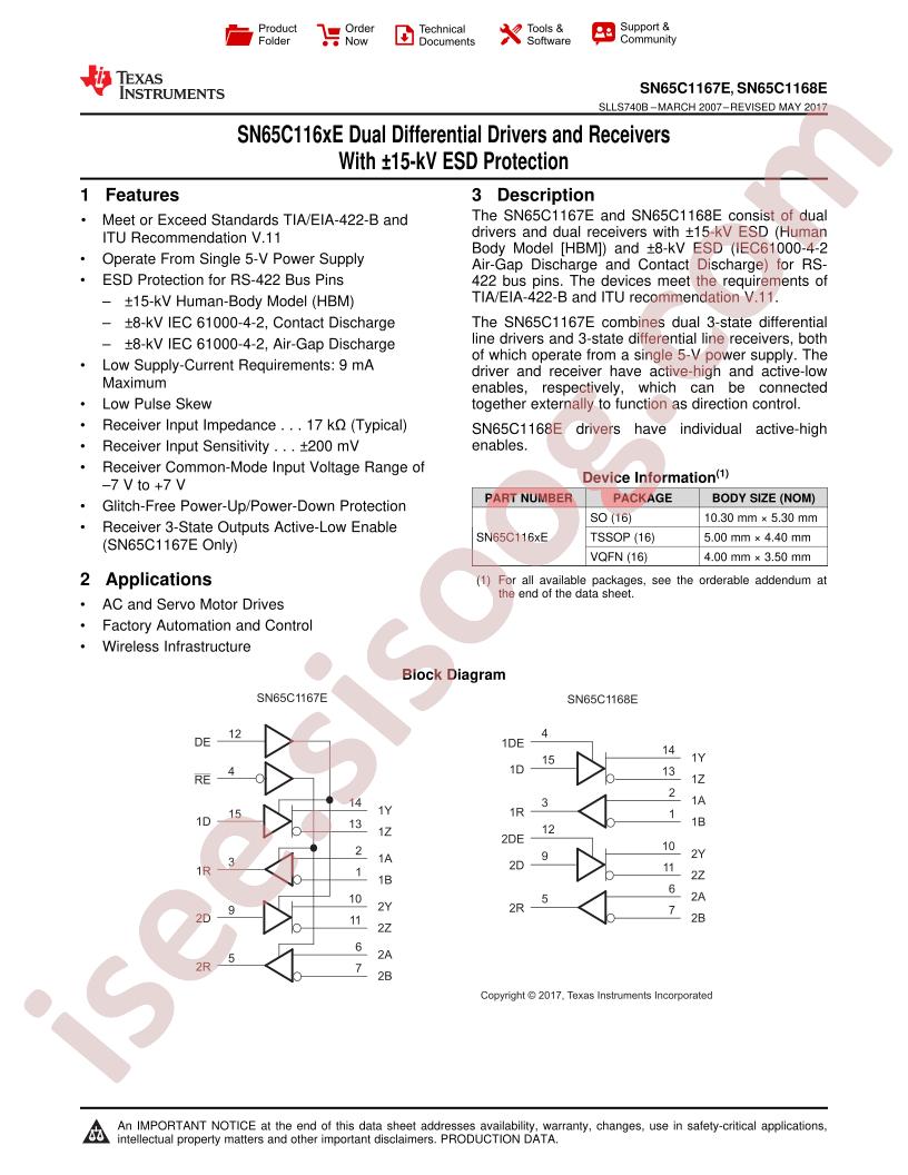 SN65C1167E/68E