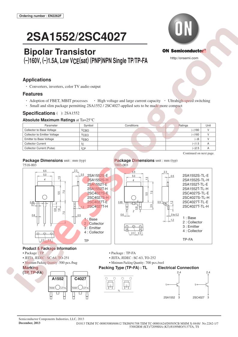 2SA1552/2SC4027