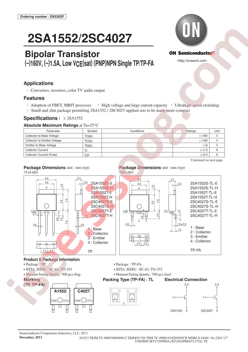 2SA1552/2SC4027