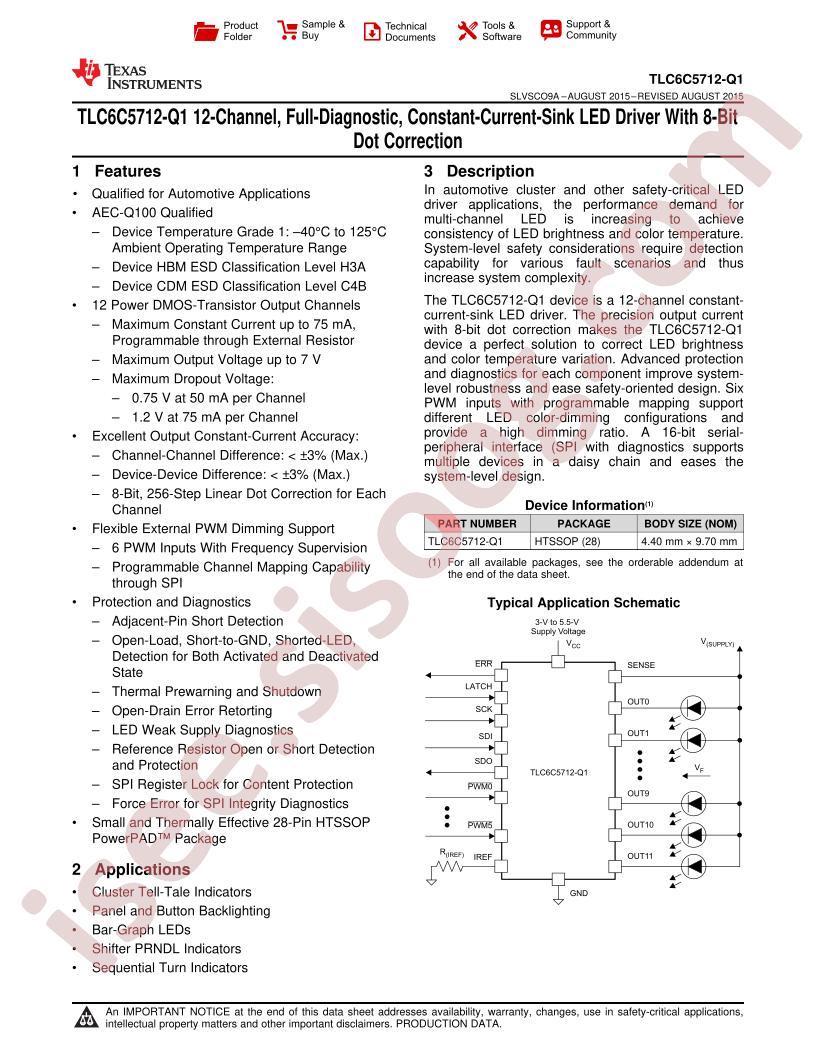 TLC6C5712-Q1 Datasheet