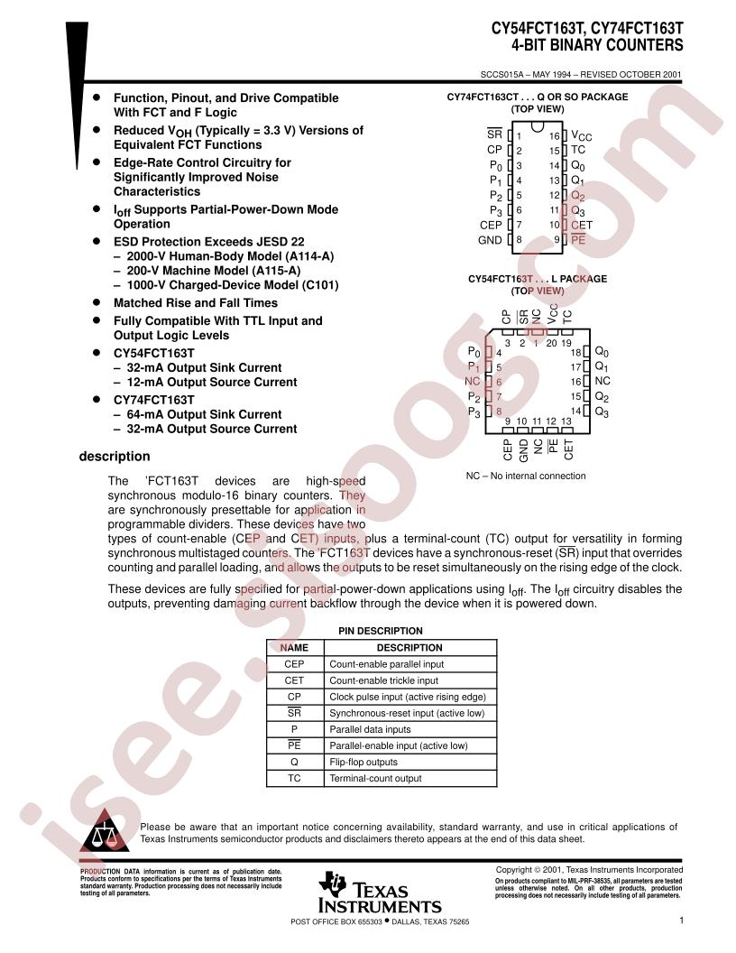 CY54,74FCT163T