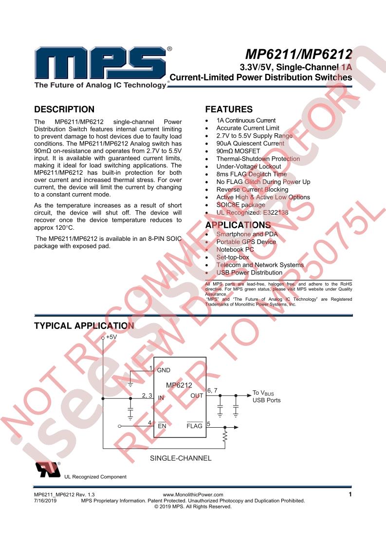 MP6211, MP6212 Datasheet