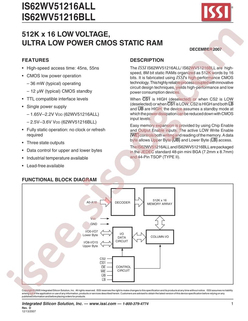 IS62WV51216(A,B)LL