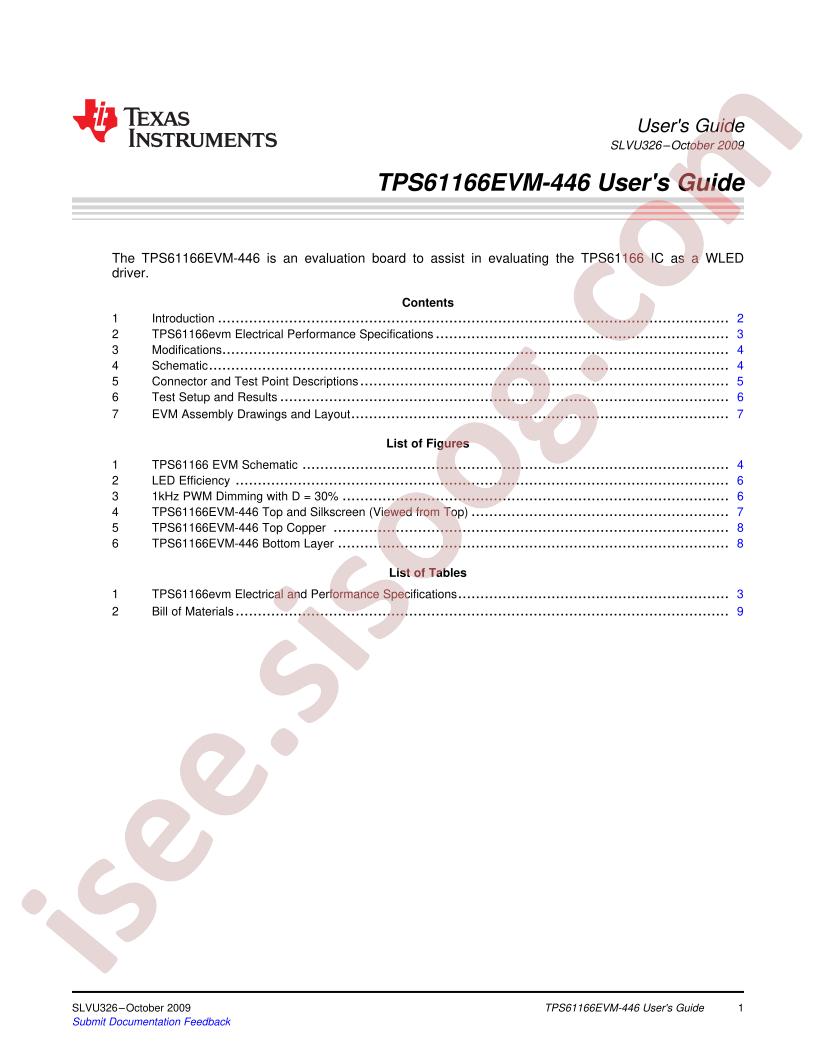 TPS61166EVM-446 Guide