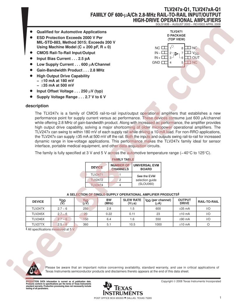 TLV247x-Q1, TLV247xA-Q1