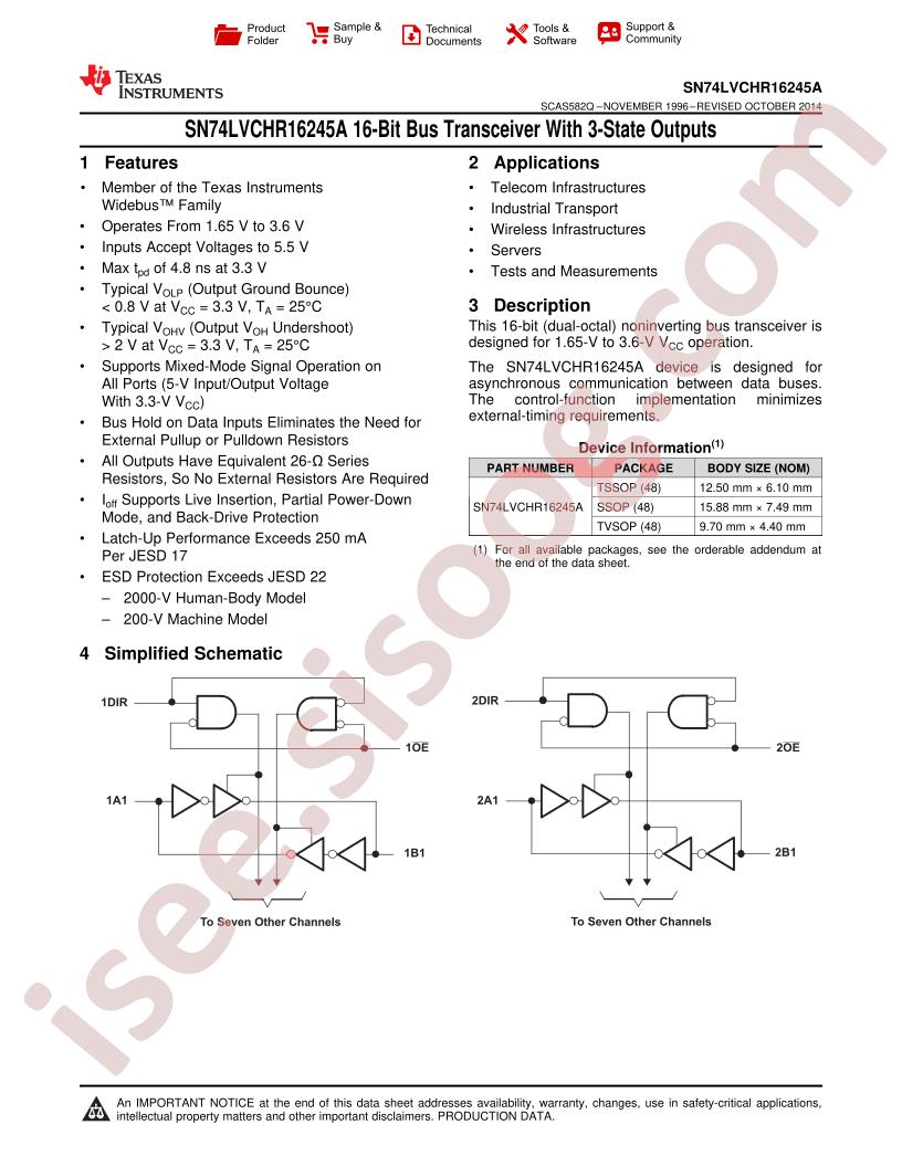 SN74LVCHR16245A Datasheet