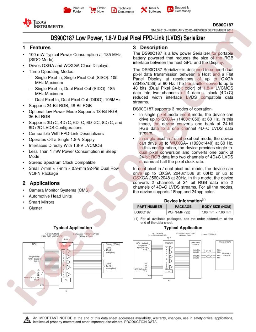 DS90C187 Datasheet