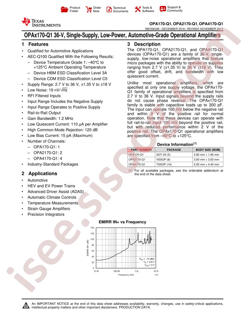 OPA170-Q1, 2170-Q1, 4170-Q1 Datasheet
