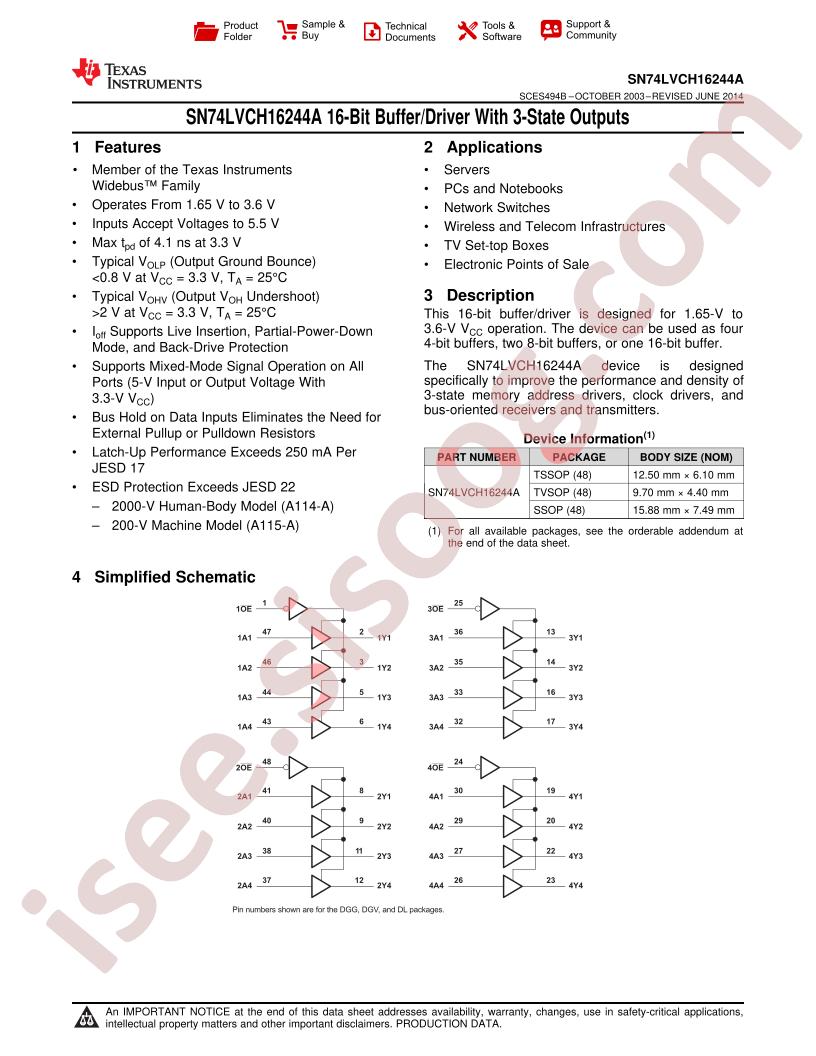 SN74LVCH16244A Datasheet