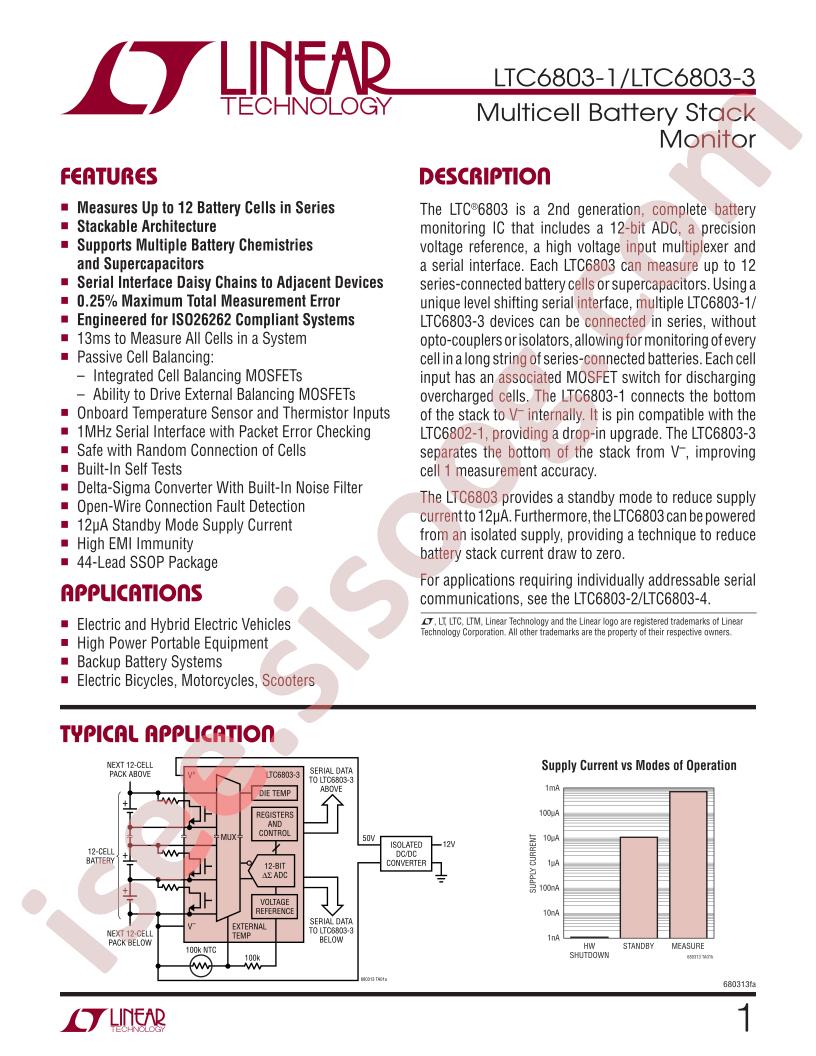 LTC6803-1,-3 Datasheet