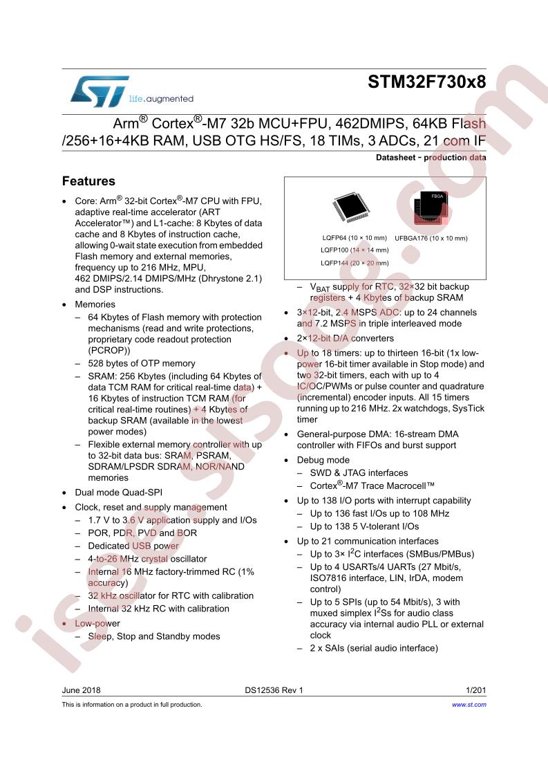 STM32F730x8 Datasheet